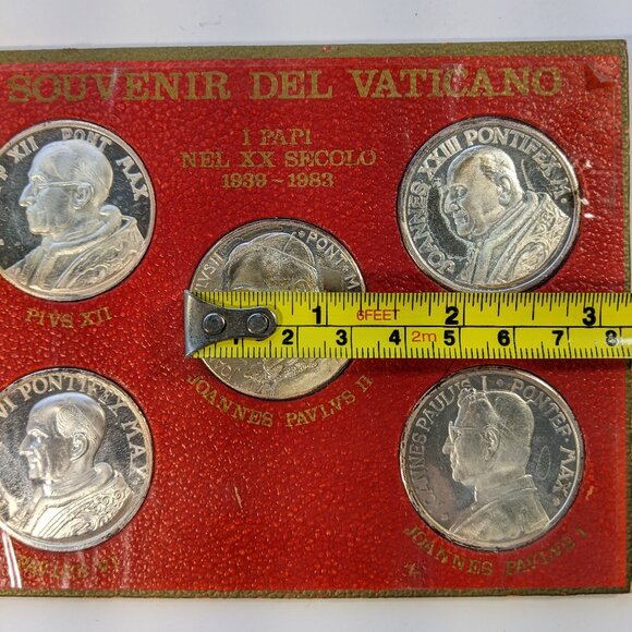 Vintage Vatican Souvenir Popes (1939-1983) Silver Plated Medals / Coins Set - Picture 3 of 6